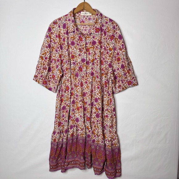 Natural Life Dress Sz 2X Becca Cottagecore Boho Festival Pockets Button XXL - Picture 4 of 12